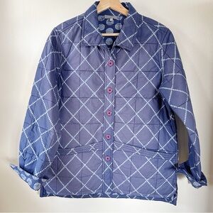 Habitat Button Front Quilted Jacket Blue Purple Cotton XS/Small